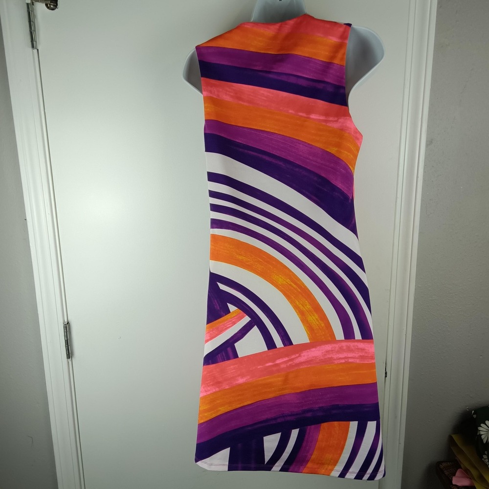 Colorful Abstract Mini Shift Dress S Julie Brown NYC Resort Vacation A-line - Picture 8 of 11